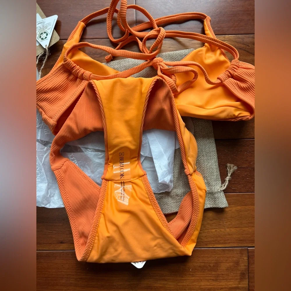 XS Orange Twist Backless Bikini Set by Berlook